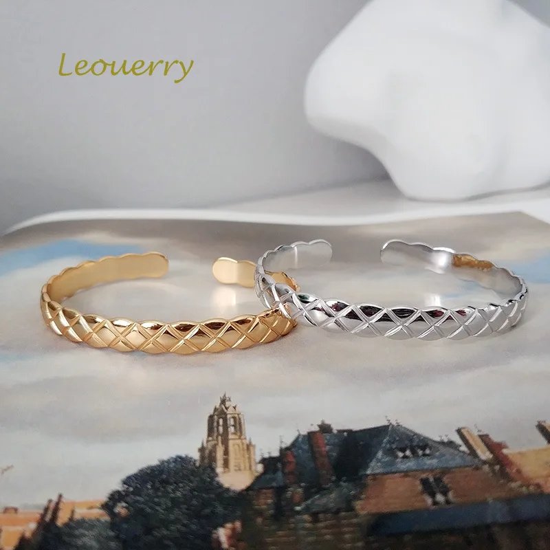 Leouerry простой волнистый с ромбовидной текстурой браслет из натуральной 925 пробы