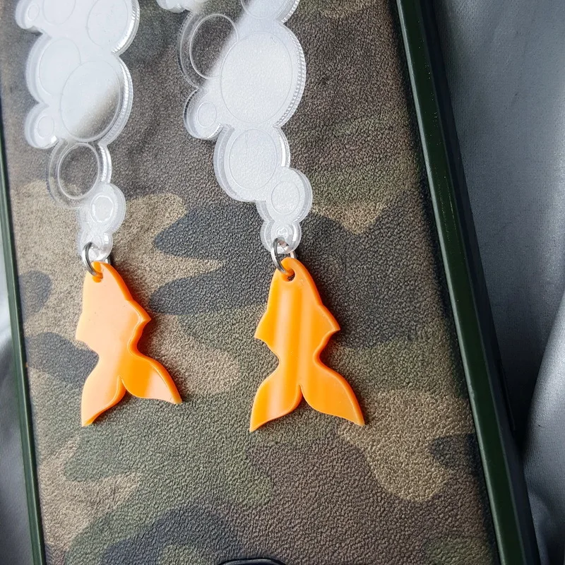 Милые прозрачные длинные акриловые висячие серьги с пузырьками золотых рыбок