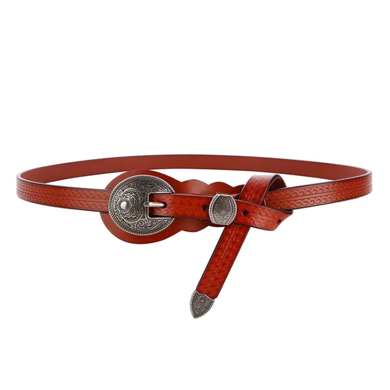 

Ethnic Fashion Retro Carved Women's Girdle Decorative Jeans Leather Belt Leather Casual Ladies Belt Woman Belts for Dress