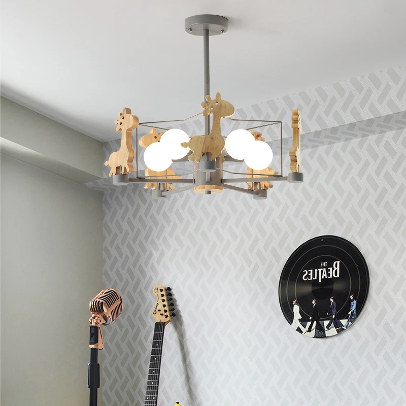 Животное люстра олень освещение Современные светодиодные люстры Деревянные