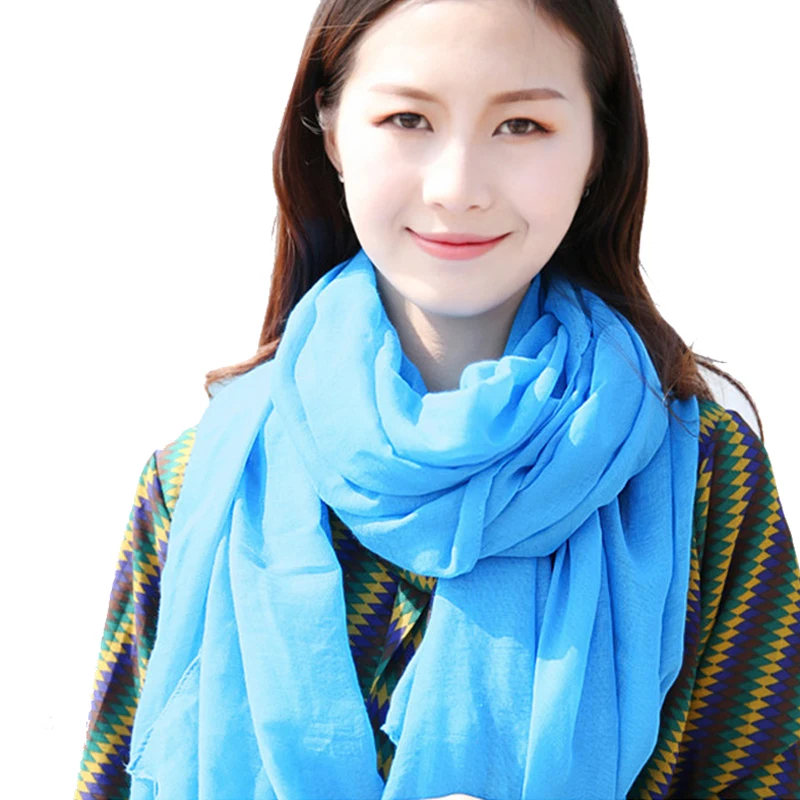 Оптовая продажа мусульманский женский хлопковый шарф летняя Пашмина шали и