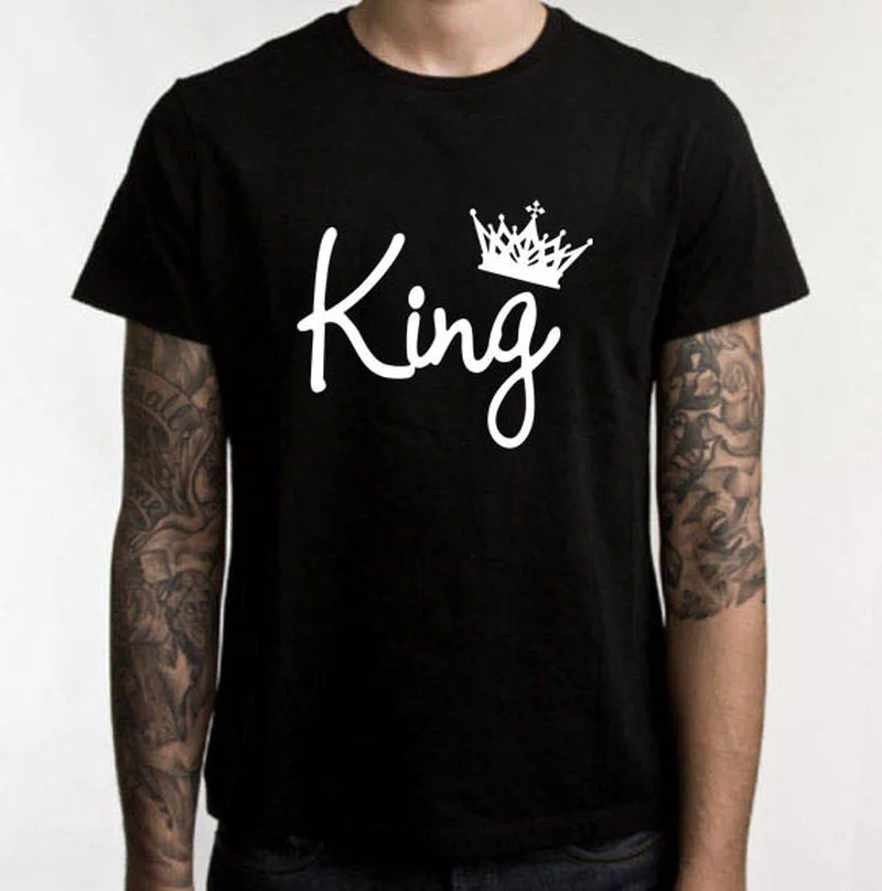King Queen с надписями и принтом короной Свитер изображением пары футболка коротким
