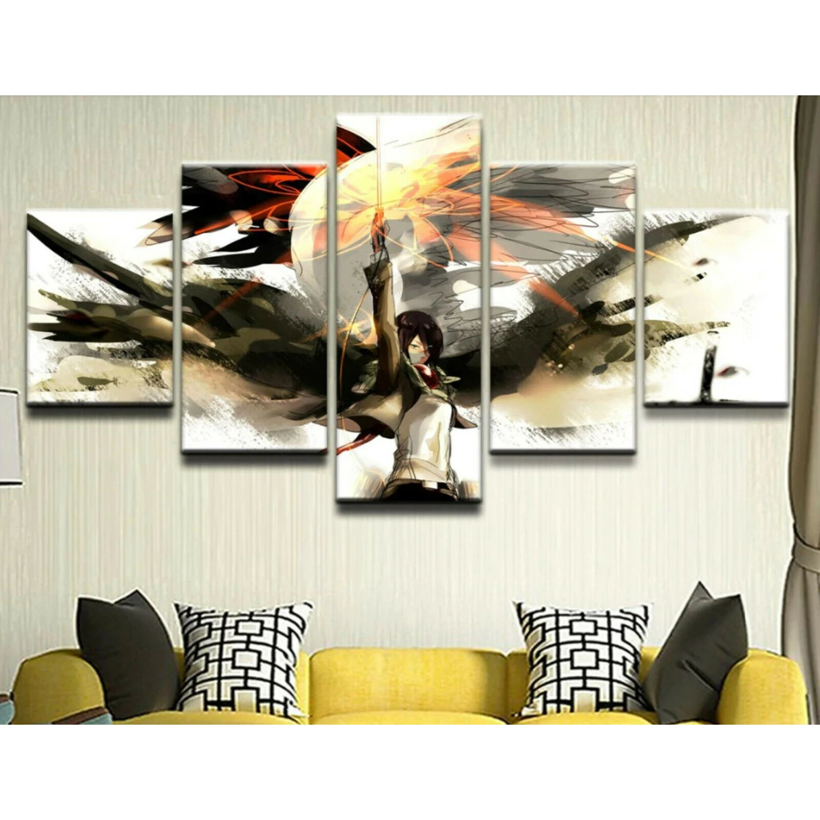 Холст без рамки 5 шт. аниме Mikasa Ackerman Атака Титанов настенные постеры картины