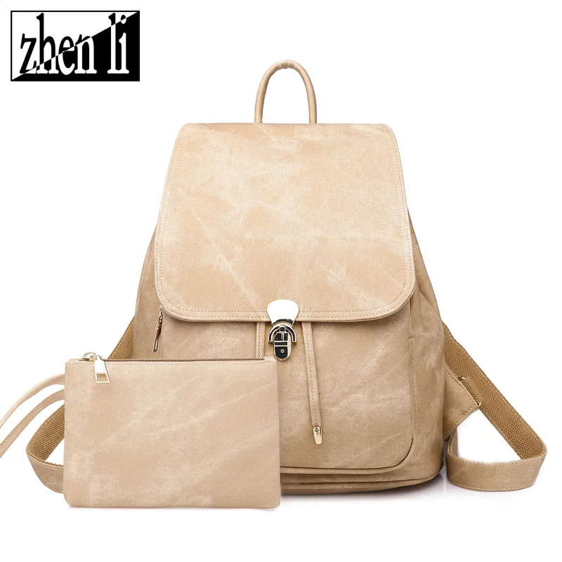 

2021 New Arrivals Women's Backpacks For Female PU Leather Denim Like Design High Quality Retro Classic Style Girl's Latch Bag