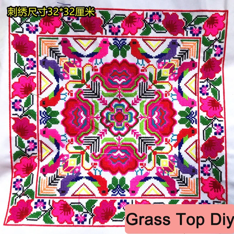 Китайская народная Мода удача цветок Птица узор вышивка крестиком аппликация