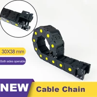 30x38 transmission chain plastic towline 30 nylon cable drag chain wire carrier with end connector 3038 full closed