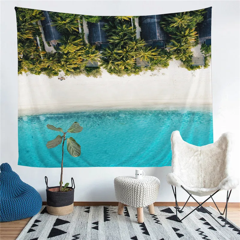 

Beautiful Coastline Printed Living Room Decoration Wall Hanging Tapestry Yoga Mat Rug Home Decor Art