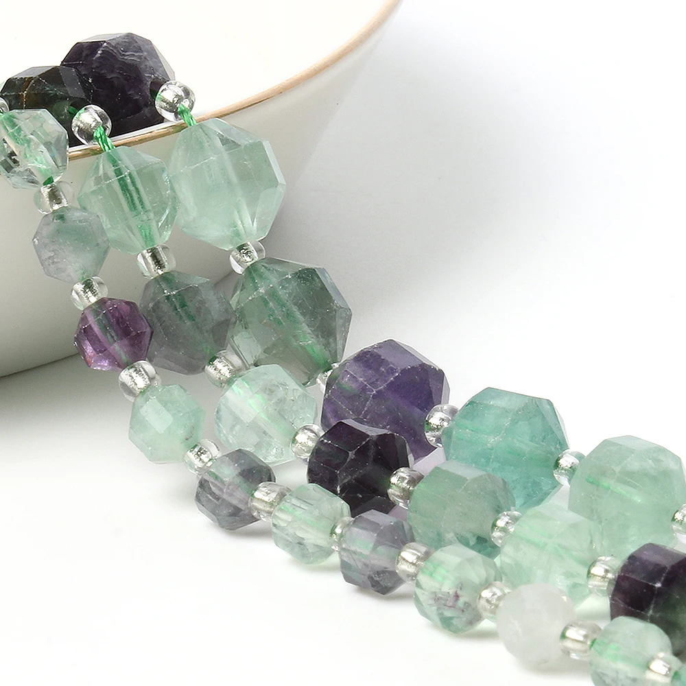 

6mm 8mm 10mm Faceted Natural Stone AAA Colored Fluorite Beads Bicone Shape Loose Beads For Jewelry Making Diy Bracelet 15''