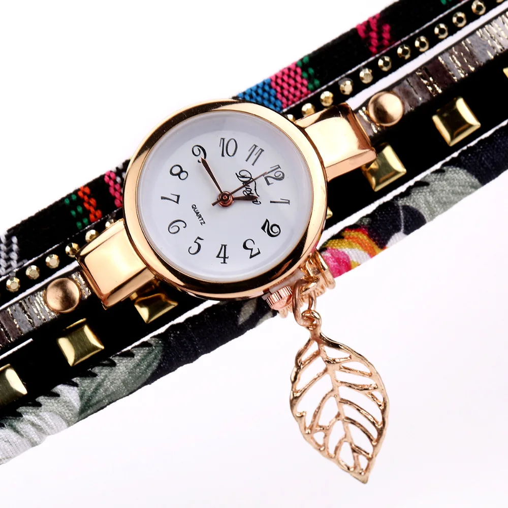 Часы наручные Duoya женские модные роскошные спортивные винтажные золотистые с