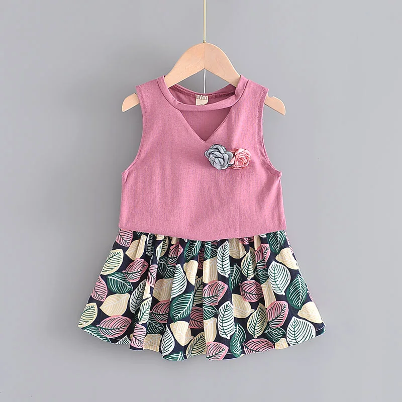 

Girls Clothing Sets Sweet Summer Kids Suit Sleeveless Floral Vest +Pants 2Pcs Outfits Girl Casual Children Costumes