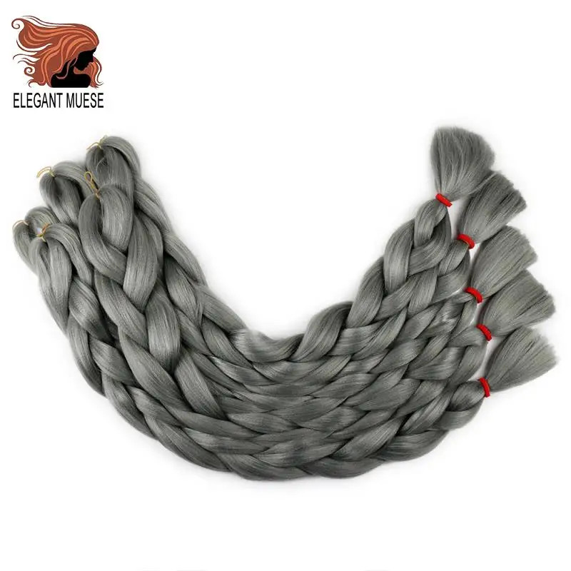 Grey Элегантные Музы, 165 г, плетенные волосы, длинные вязанные крючком волосы, объемные 82 дюйма, синтетические плетёные волосы для наращивания для черных женщин - Цвет: Grey