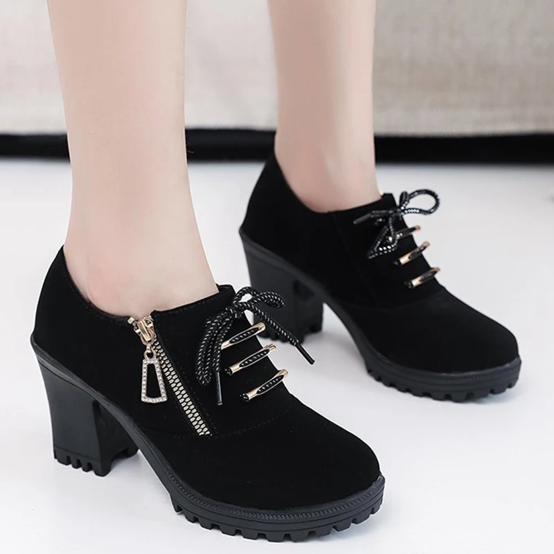 

Женские ботильоны на застежке-молнии, на высоком массивном каблуке