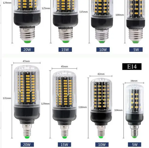 Светодиодная лампа E14 E27 светодиодная кукуруза 85 265 в высокая яркость SMD 5736 3 Вт 5 7 9
