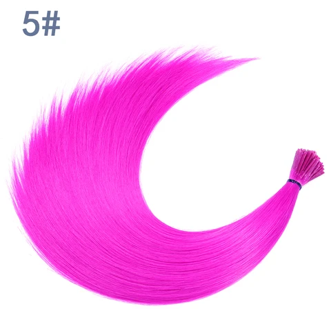 Синтетические пряди для наращивания волос, розовый накладной I-образный шиньон, аксессуары для женщин, цветной канекалон, без зажимов, 2021