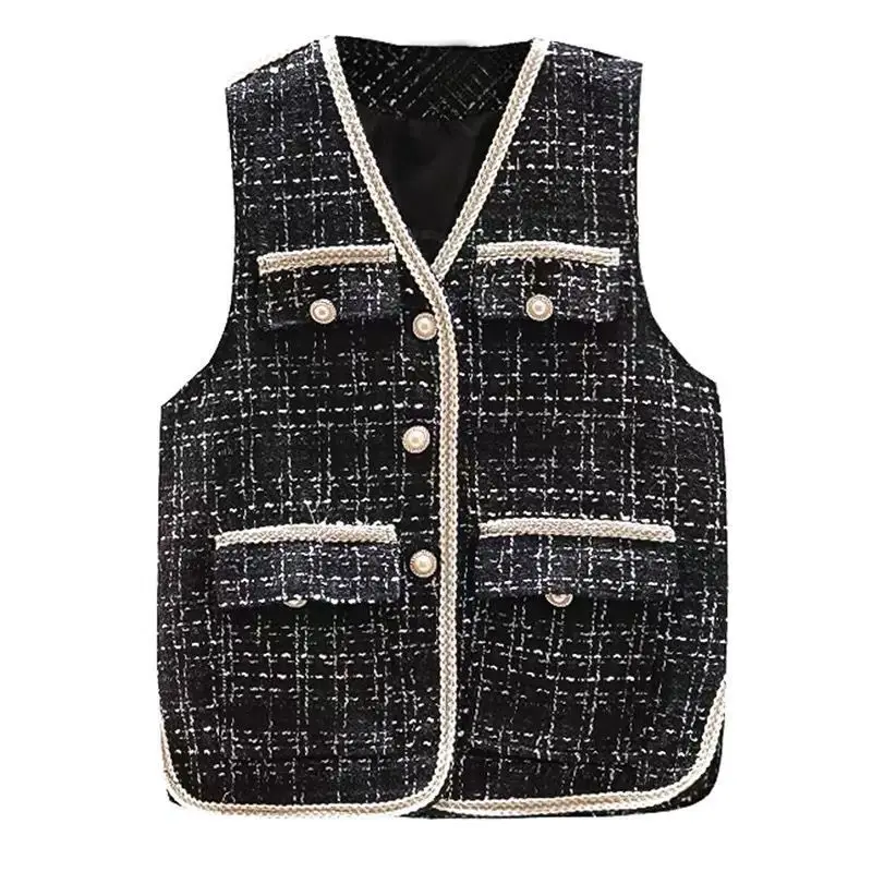 

Women Waistcoa Autumn Sleeveless Fashion Vest Outwear Girls Elegant Short Jacket Vintage Knitting Coat Loose Vests Jackets