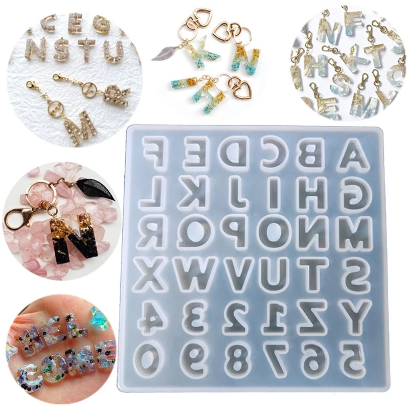 

255PCS DIY Alphabet Resin Molds Reversed Letter Number Silicone Resin Molds Epoxy Resin Casting Molds Backward Keychain
