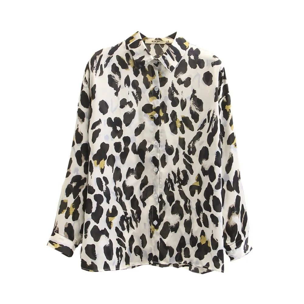 Всесезонная Женская леопардовая блузка размера плюс топы модная свободная