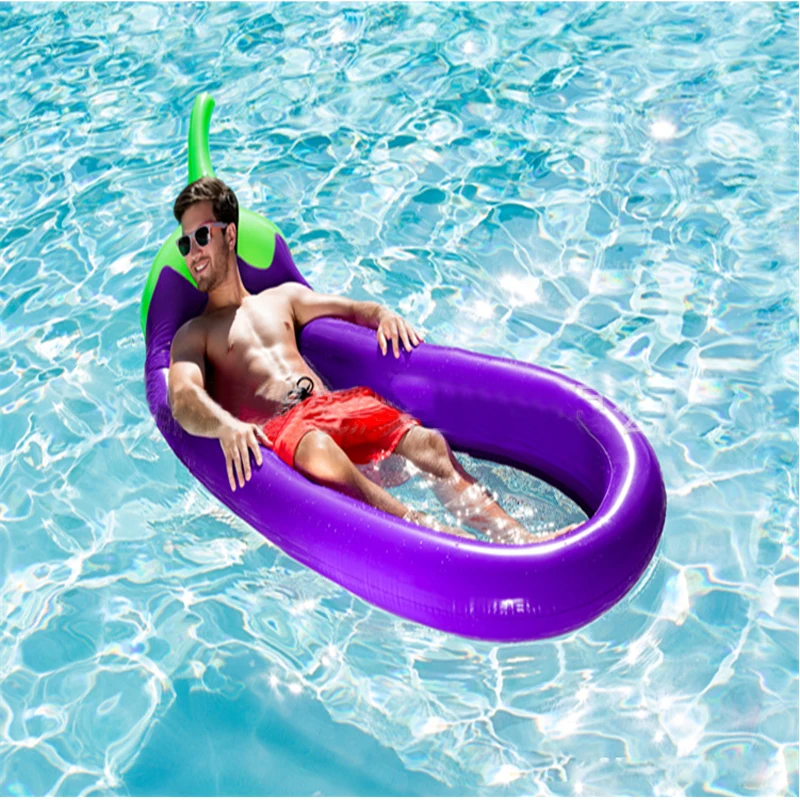 

Eggplant Inflatable Floating Row Water Beach Swimming Ring Circle Island Air Mattresses Summer Swimming Pool Float Bed For Adult
