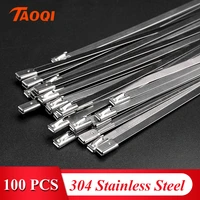 100pcs 4 6x100150200400mm stainless steel cable ties locking metal zip exhaust wrap coated multi purpose locking cable ties
