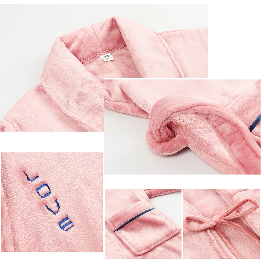 Winter Mens Long Robe Warm Thick Bathrobe Night Dresses Man Coral Fleece Kimono Pajama High-end Letter Embroidery Bath Robes