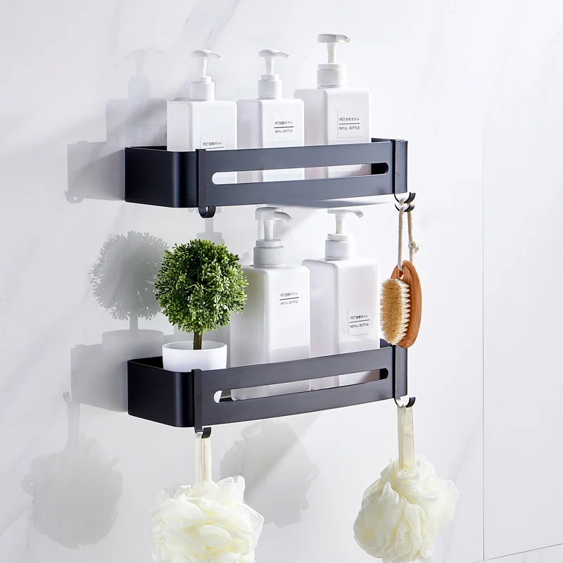 

Bathroom Shelves Shower Shelf Bath Corner Shampoo Storage Rack Wall Mounted Aluminum Bathroom Basket Holder Kitchen Accessories