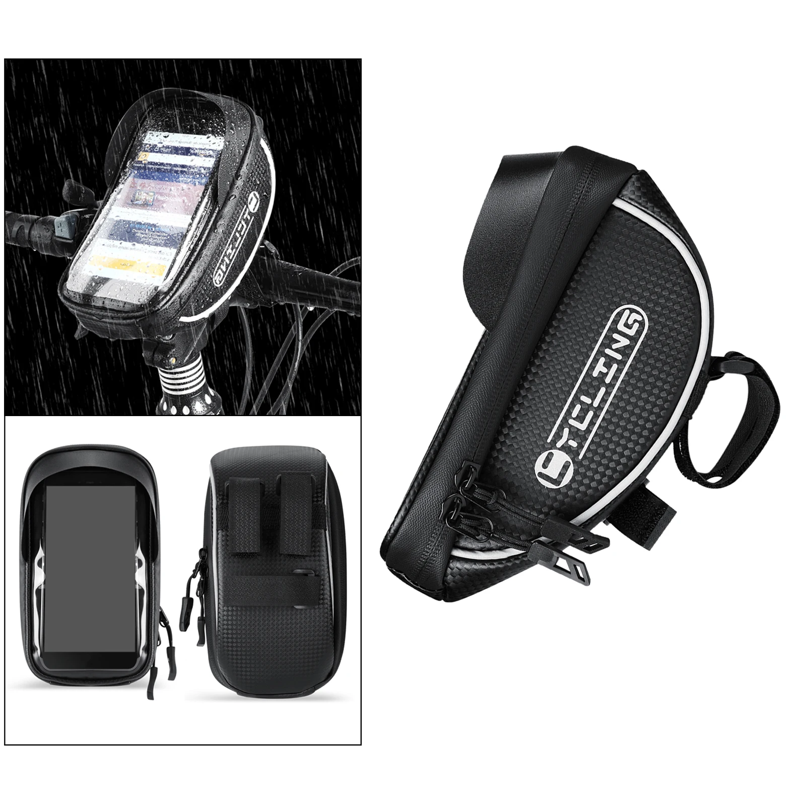 

Bike Phone Mount Bag Pannier Cycling Accs Rainproof with Reflective Tape