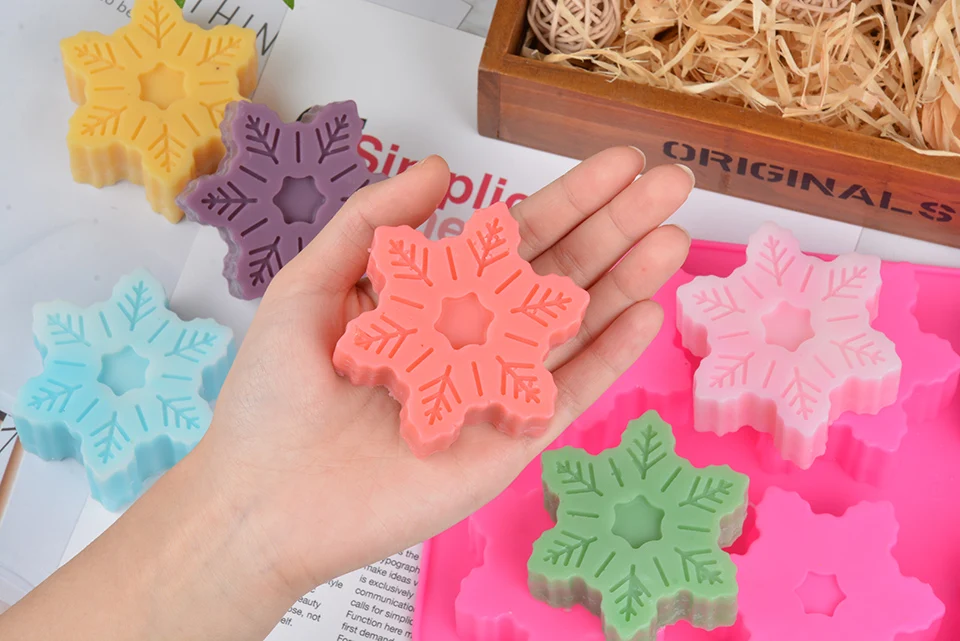 SJ 6 полости 3D снежинка мыло Плесень силиконовые формы смолы Плесень Для DIY ремесленных свечей мыло решений