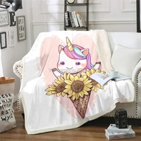 unicorn sunflower fleece blanket for boys girls princess peach plush throw blankets for couch bed and living room pink girl litt