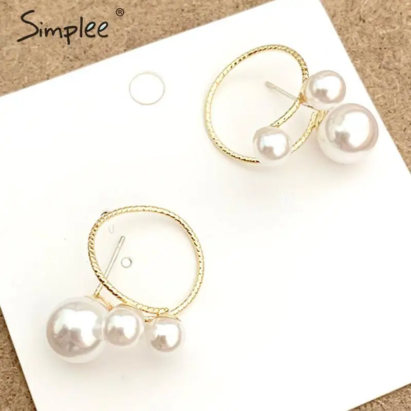 Simplee Vintage ювелирные изделия жемчужные серьги элегантные 3 круглые вечеринoe