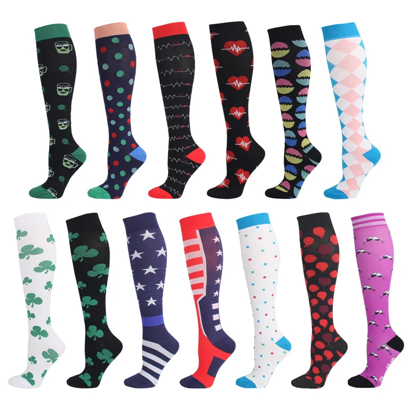 

Women Compression Socks Marathon Running Compression Stocking Nurses Knee High Sports Socks Men Female for Varicose Veins