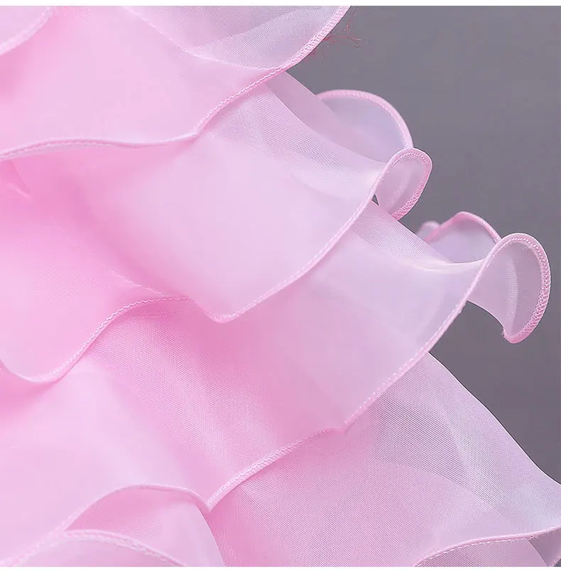 

New Years Flower Trailing Princess Girl Dress Glass Silk Bow Lace Stage Multi-layer Dress Girl Fluffy Show Party Dress K2-669