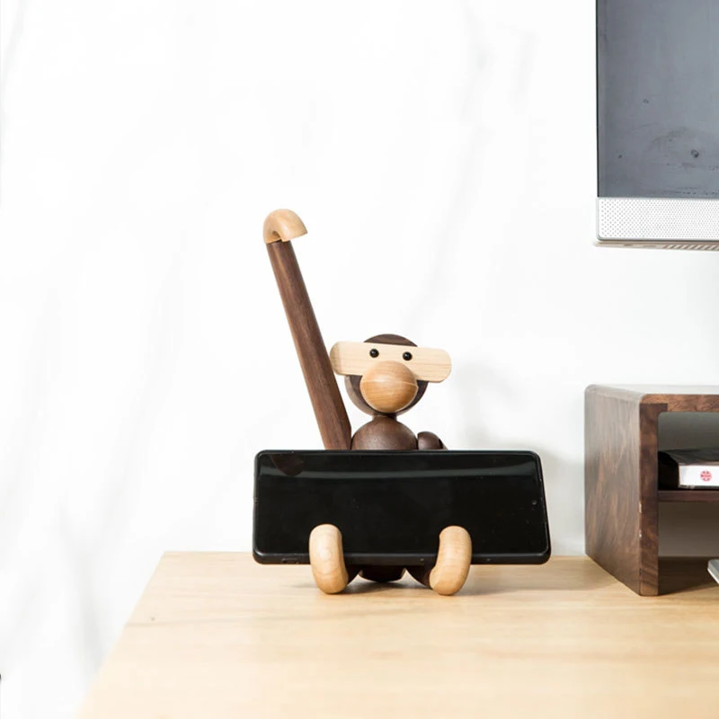 Interesante adorno de mono de madera hecho a mano en estilo n&oacute;rdico dan&eacute;s, adornos para el hogar, estatuas, esculturas, figuritas para Interior-3