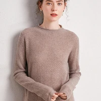 autumn winter new pure wool pullover sweater womens tops fashion hollow loose round neck solid color inner knit bottoming shirt