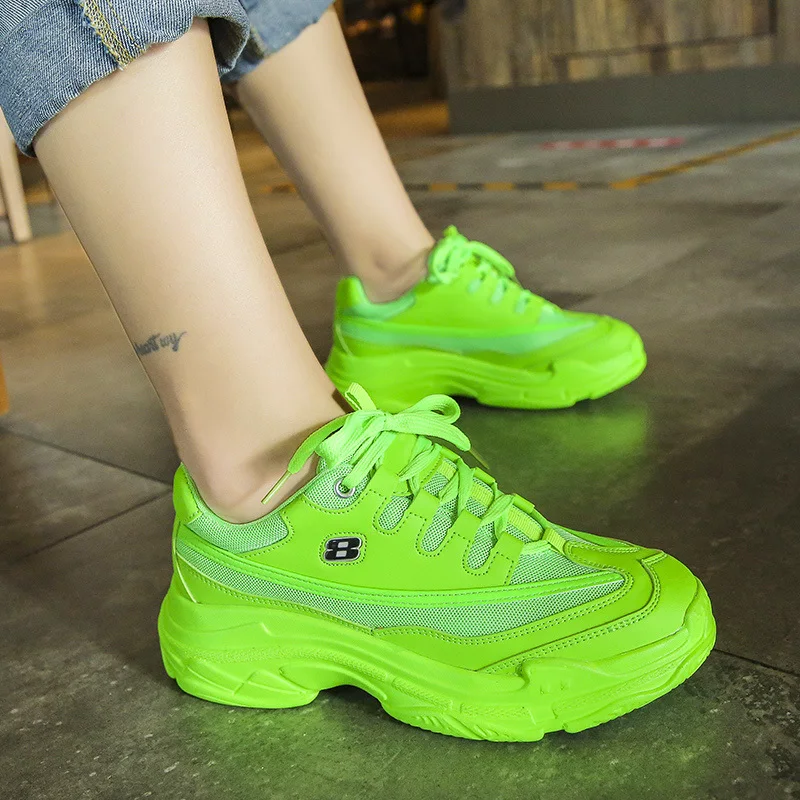 

2021 New Sneakers Women Platform Wedges Casual Shoes Fashion Summer Breathable Mesh Basket Femme Lace-Up Casual Chunky Shoes