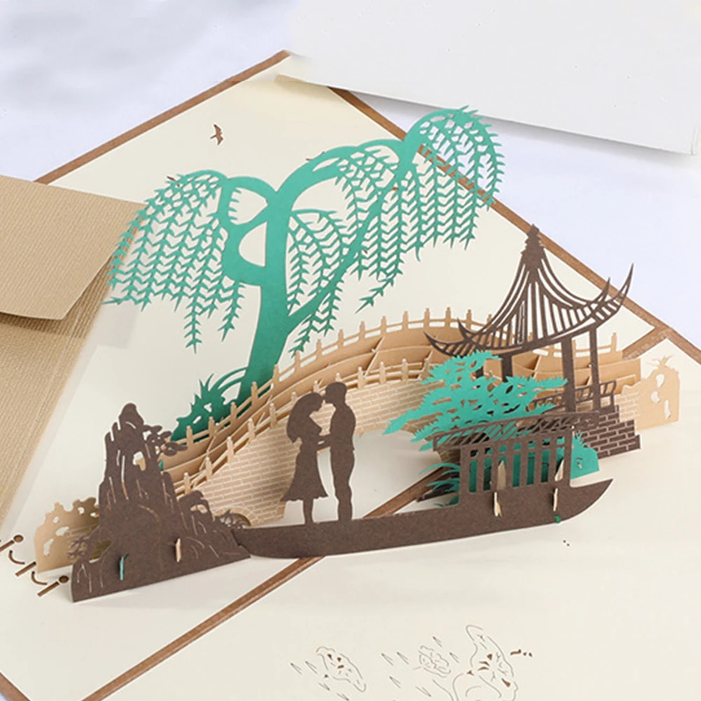 3D поделки с конвертом домашняя Складная бумага DIY печать праздничная открытка