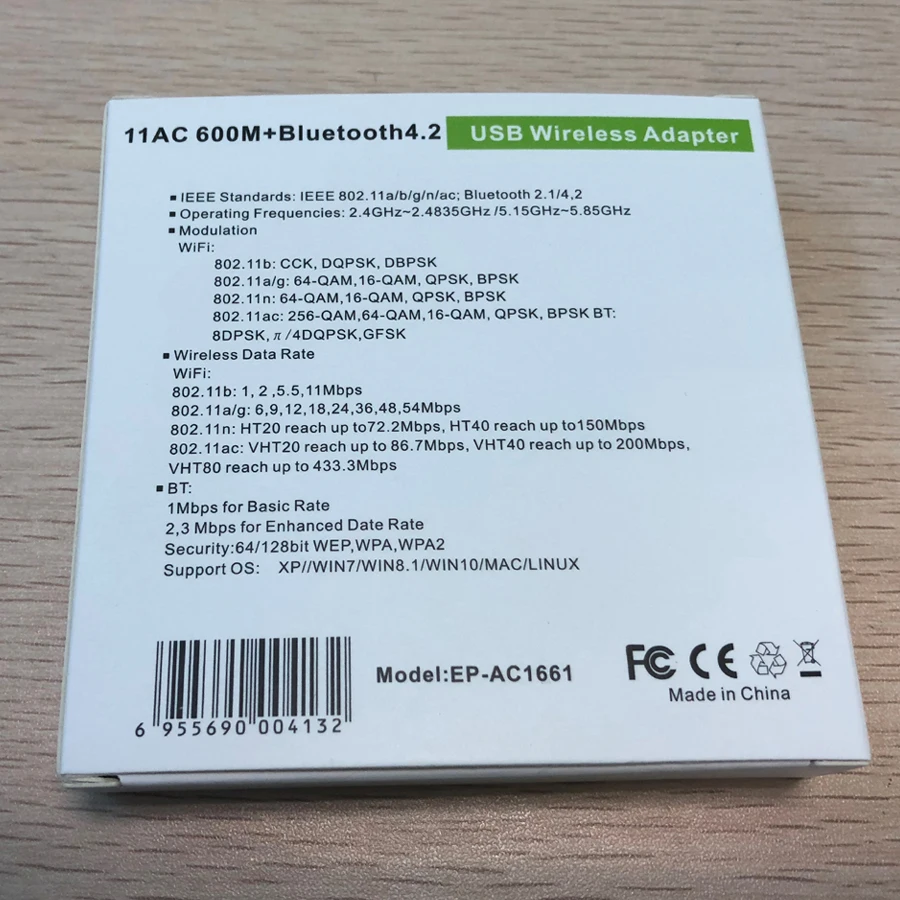 

2in1 USB Wifi Bluetooth 4.2V Adapter 2.4/5GHz Dual Band Wireless Network Card Bt Dongle 802.11b/n/g/ac Wi-Fi Receiver