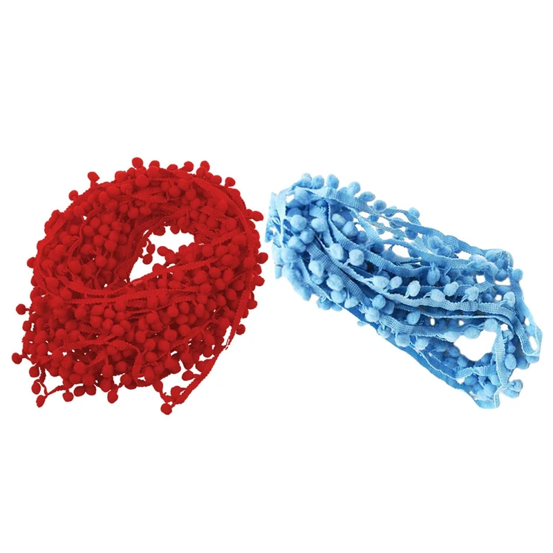 Промо-акция! 2 полосы 20 ярдов 10 мм помпон отделка мяч лента с бахромой DIY Швейные