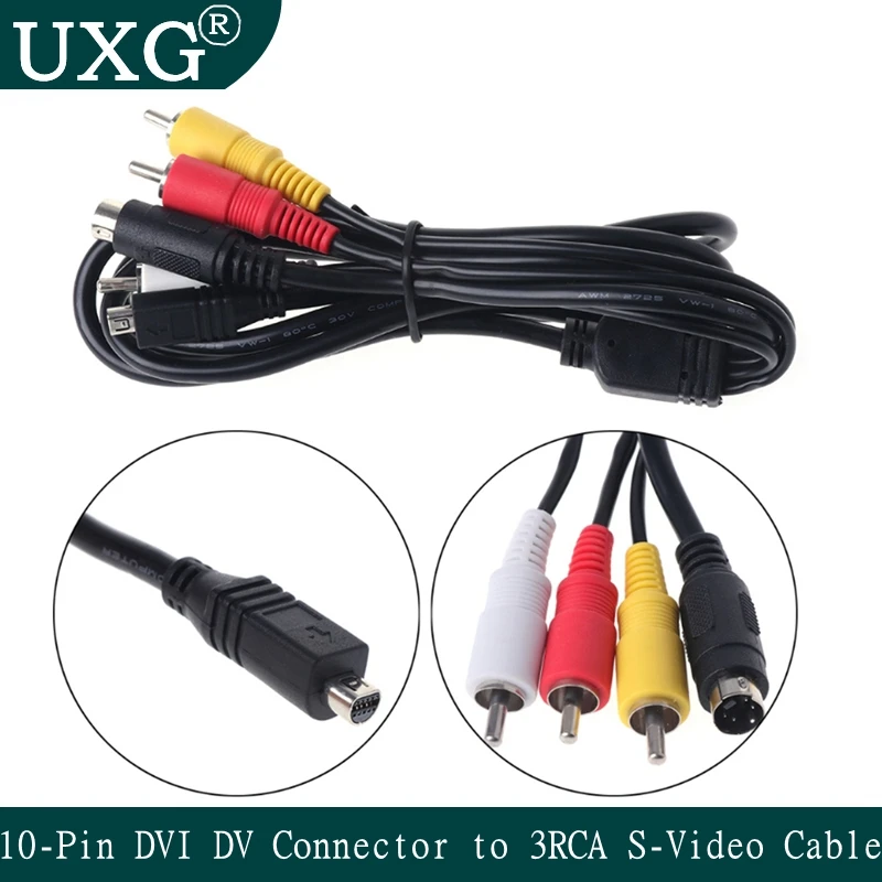 

High Quality Lead AV Cable 10-Pin DVI DV Connector to 3 RCA S-Video for Sony DCR Handycam Camcorder Digital Camera VMC-15FS A/V