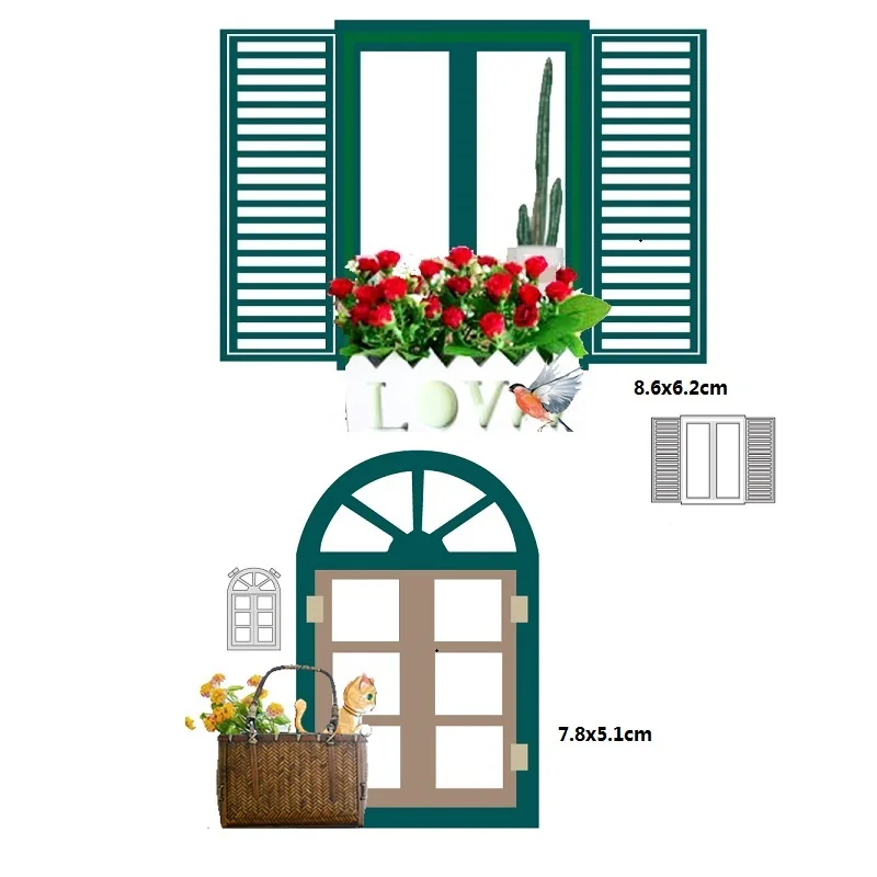 

3D Window Door frame background gift 2020 New Cutting Dies Scrapbooking Dies Metal Embossing Stamps and die for Card Making DIY