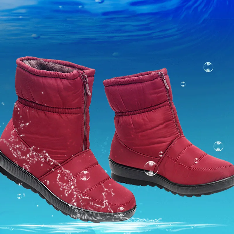 

Women Shoes Winter Cotton Shoes Waterproof Anti-Ski Boots Middle-Aged Short Boots Plus Velvet Mother Shoes Botas De Mujer