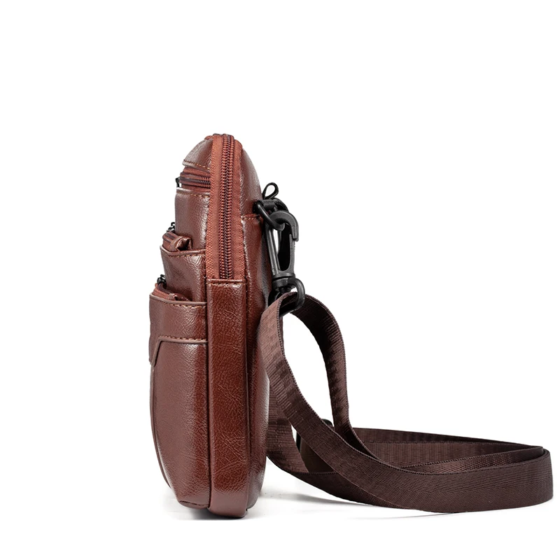 Сумка на плечо мужская из мягкого полиуретана повседневная многофункциональная