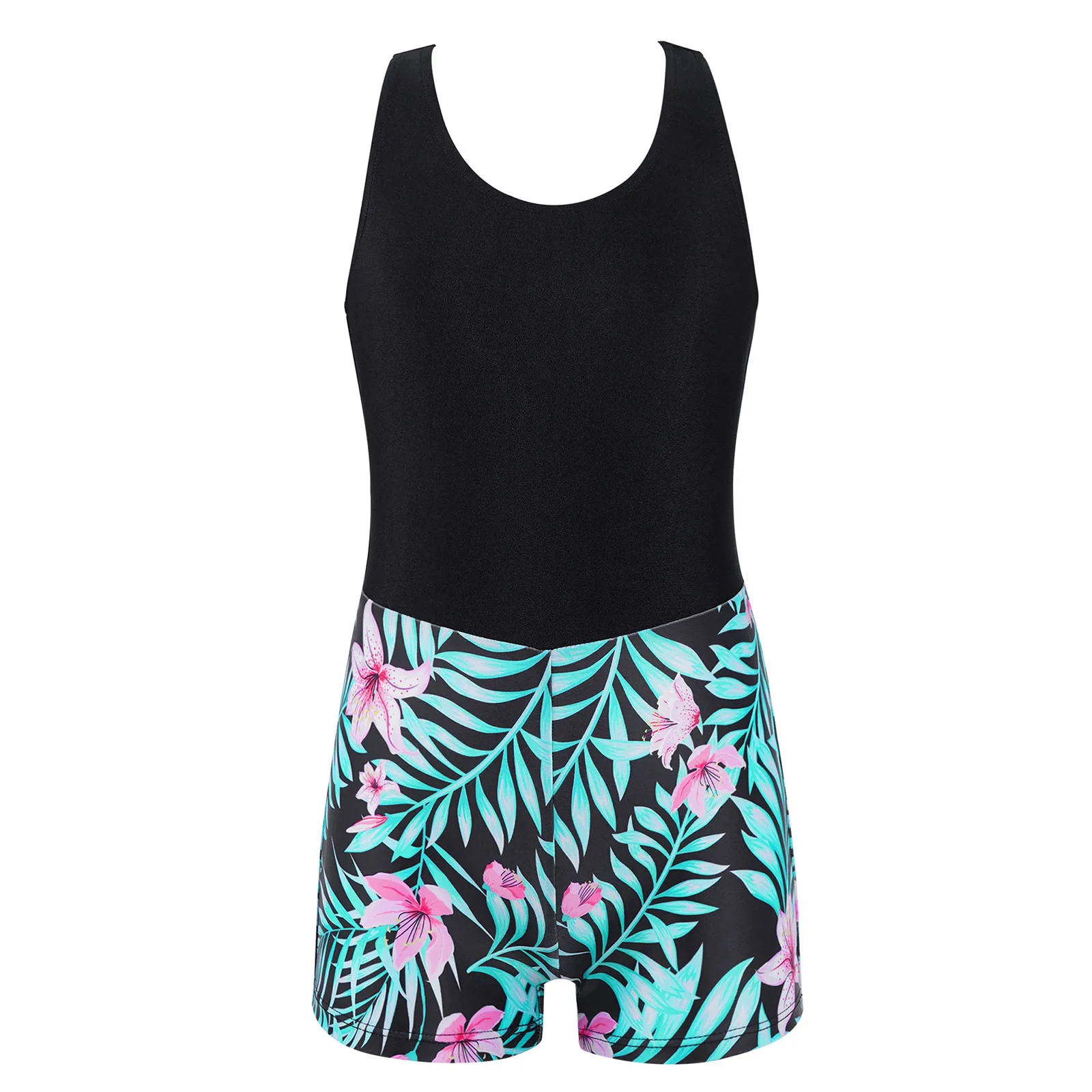 Детское гимнастическое трико для девочек спортивный комбинезон без рукавов с