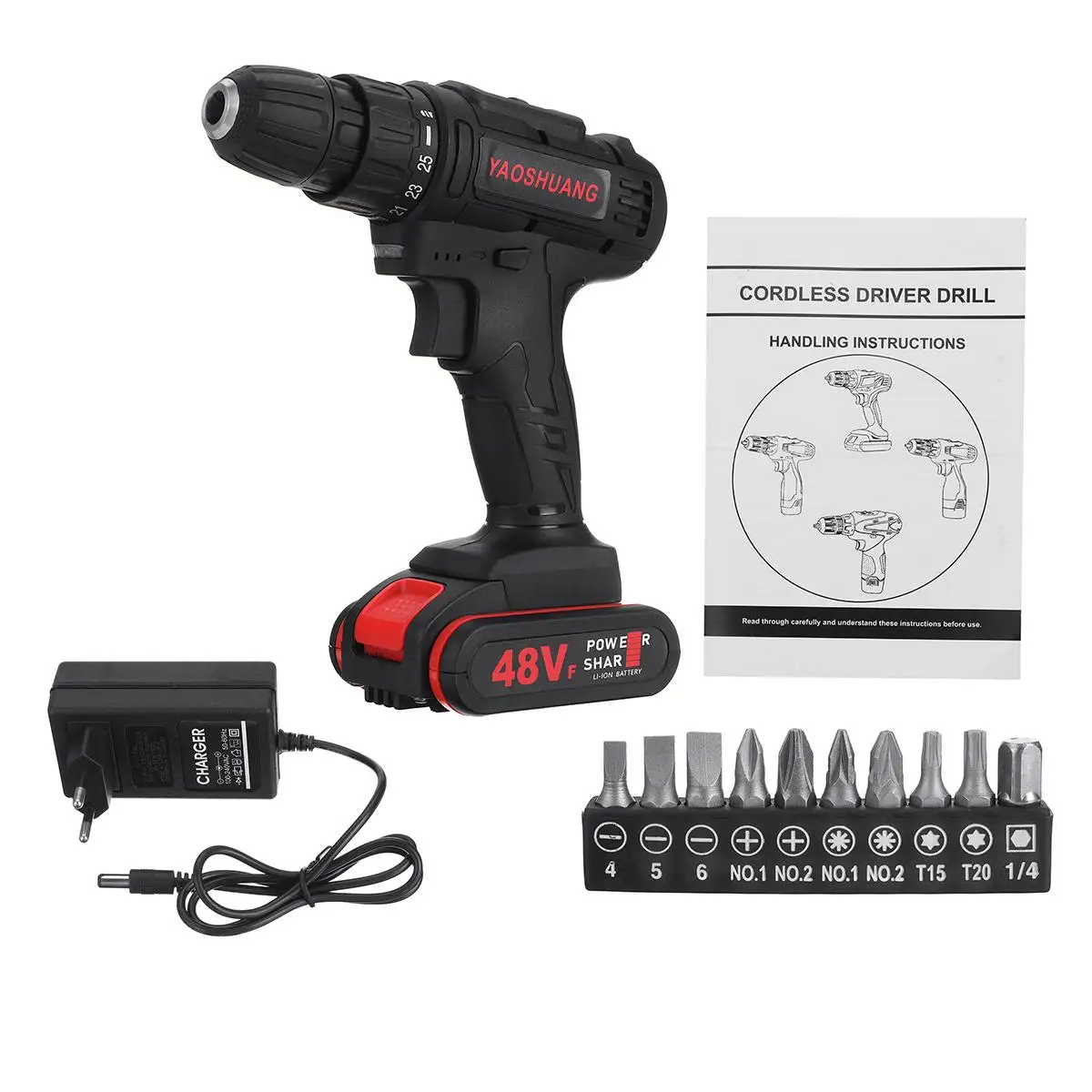 

Double Speed Electric Drill Impact Drill Cordless Hand Drill Mini Electric Screwdriver Rechargable Lithium Battery 10 Drill Bits
