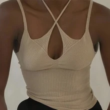 Women Sexy Knit Crop Top Camis Top вязаная майка
