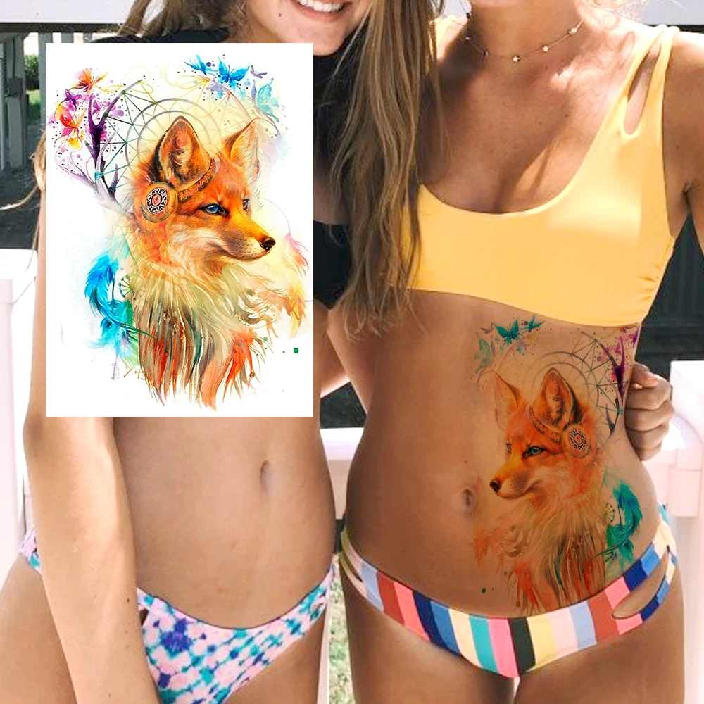 Водостойкие временные татуировки в виде черного льва для мужчин и взрослых 3D