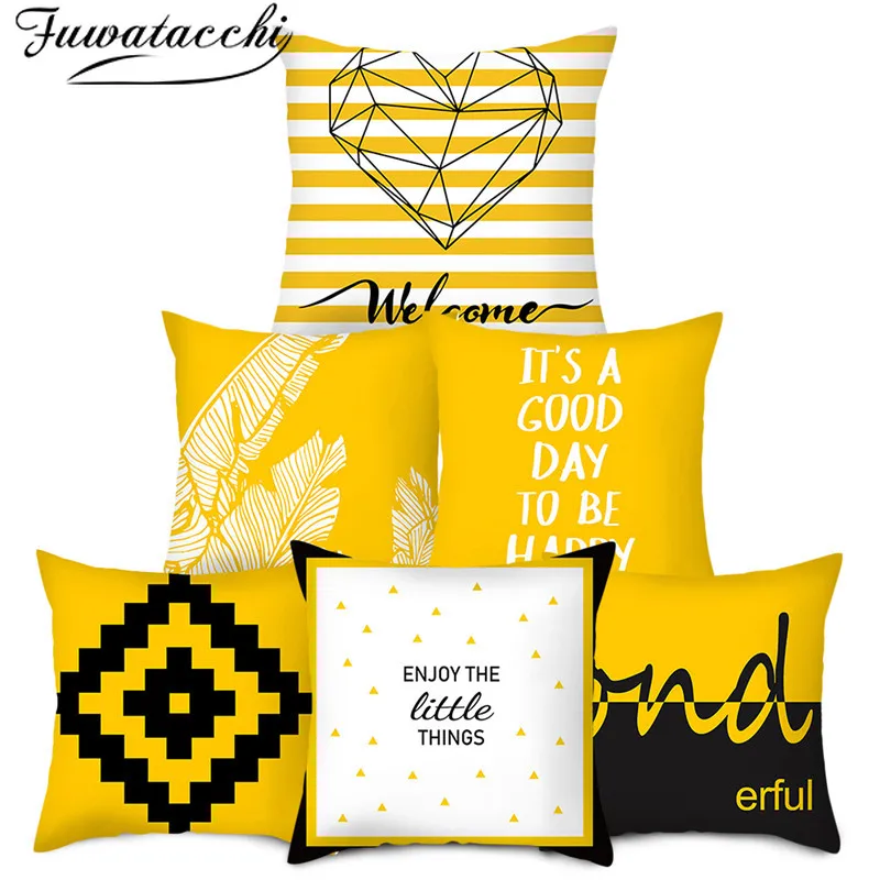 

Fuwatacchi Geometric Letters Printed Cushion Cover Irregular Pattern Pillow Covers for Home Sofa Decorative Pillow Cases 45x45cm