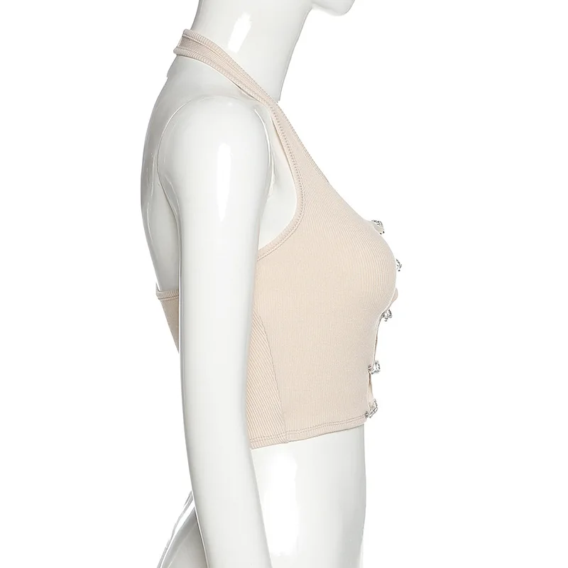 Модный топ с лямкой на шее майка кроп-топы женская одежда женское белье Клубная