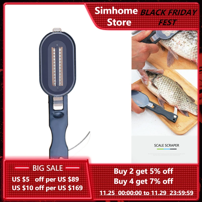 Fish Skin Brush Cleaner Fast Remove Scale Scaling Scraper Planer Fishing Cleaning Knife Tools Kitchen Accessorie | Дом и сад