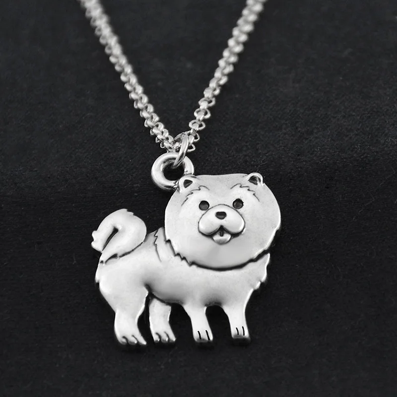 Fei Ye Paws винтажное длинное ожерелье из нержавеющей стали с подвеской в виде милой чау-собаки, массивное ожерелье для женщин, колье, ювелирные изделия для домашних животных