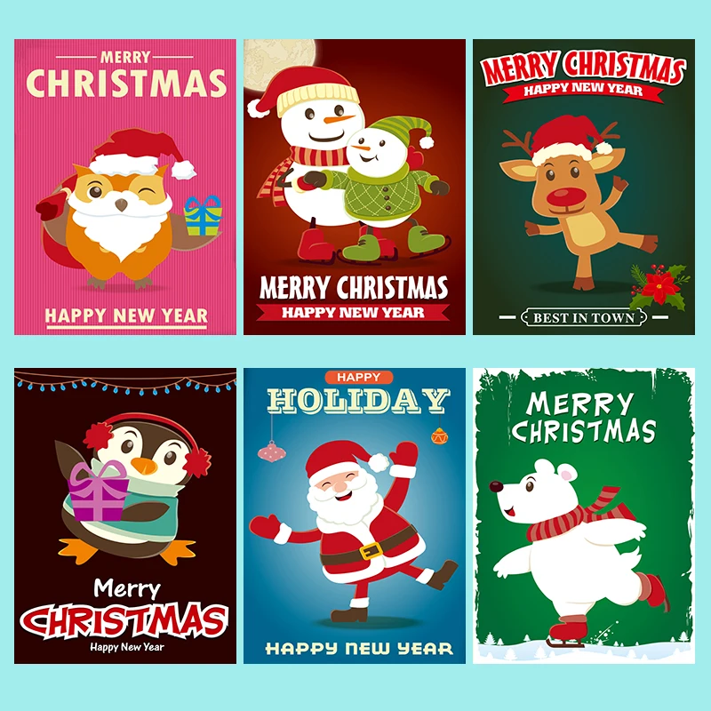 Новогодняя открытка с Санта Клаусом рождественская елка бумажная